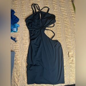 XS black tight cut out mini dress